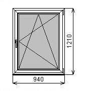Пластиковое окно одностворчатое 940х1210 мм