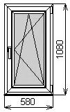 Одностворчатое окно 580х1080 мм