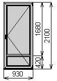 Балконная пластиковая дверь 930х2100 мм
