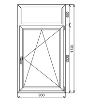 Пластиковое окно одностворчатое 930х1720 мм с правым открыванием
