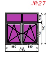 Пластиковое окно 2-створчатое 1760х1700 мм