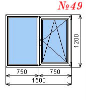 Двустворчатое окно 1500х1200 мм