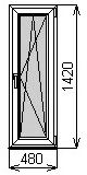 Одностворчатое окно 480х1420 мм
