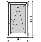 Одностворчатое окно 600х1000 мм