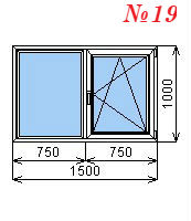 Пластиковое окно двустворчатое 1500х1000 мм