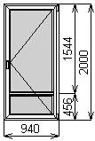 Балконная пластиковая дверь 940х2000 мм