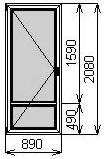 Балконная пластиковая дверь 890х2080 мм