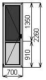 Балконная пластиковая дверь 700х2260 мм