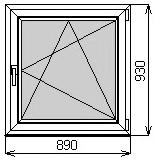 Одностворчатое окно 890х930 мм