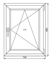 Пластиковое окно одностворчатое 700х890 мм