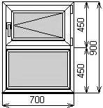 Одностворчатое окно 700х900 мм