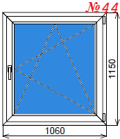 Пластиковое окно одностворчатое 1060х1150 мм