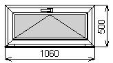 Откидное фрамужное окно 1060х500 мм