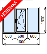 Готовое пластиковое окно 1800x1300 мм