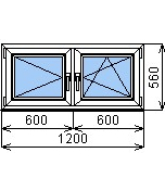Готовое пластиковое окно 1200х560 мм