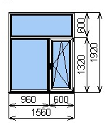 Готовое пластиковое окно 1560х1920 мм