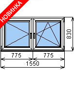 Готовое пластиковое окно 1550х830 мм