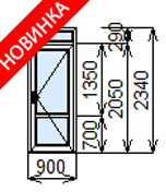 Готовая пластиковая дверь 900x2340 мм