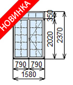 Готовая пластиковая балконная дверь 1580х2370 мм