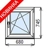 Готовое пластиковое окно 530x1210 мм