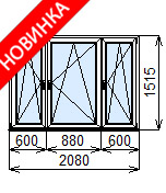 Готовое ПВХ окно 635x1310 мм