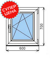 Готовое пластиковое окно 600х700 мм